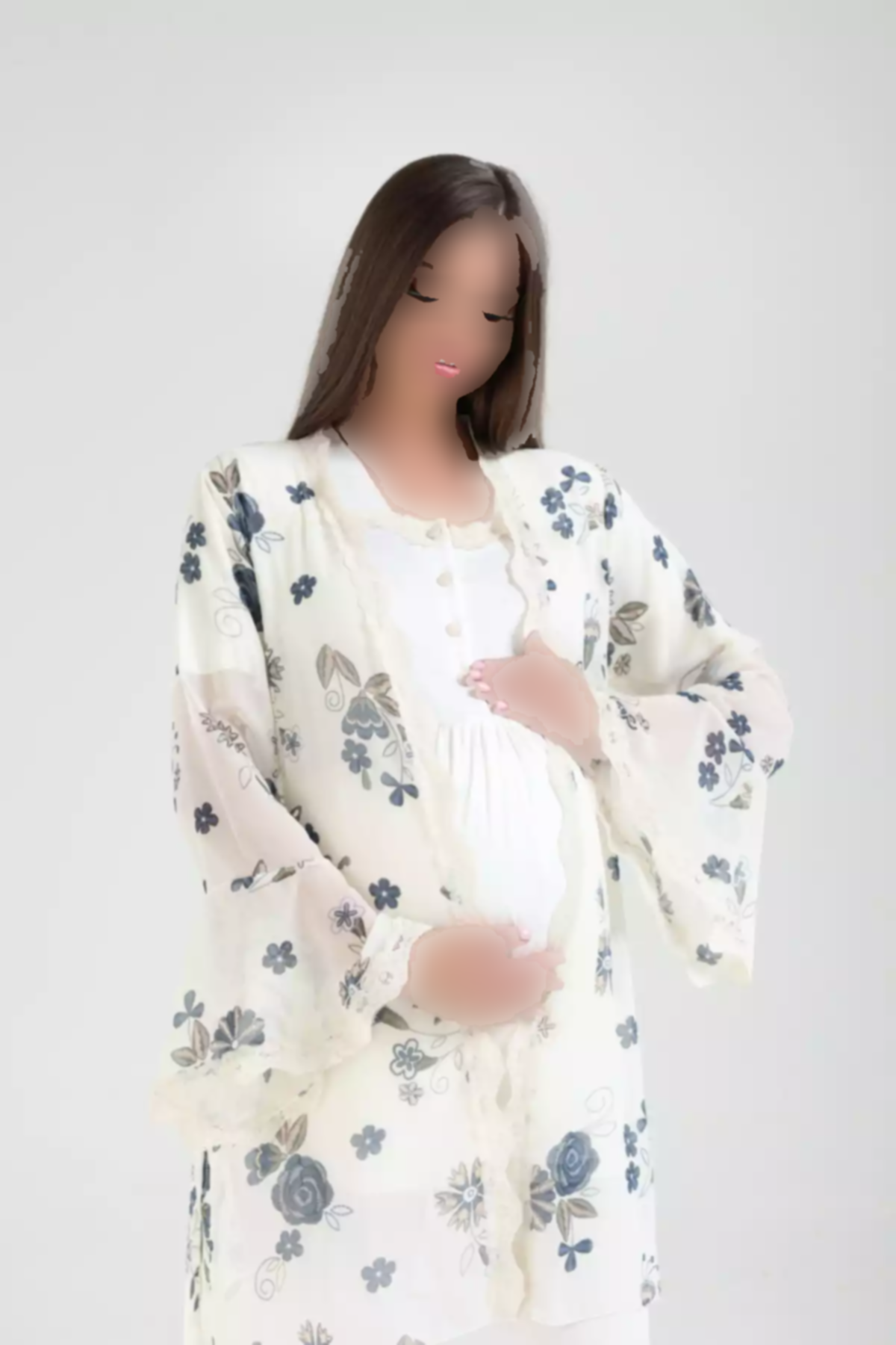 لباس راحتی ست توری طرحدار طراحی ویژه والاندار سرمه ای بارداری زنانه برند Lohussa کد 1756946470