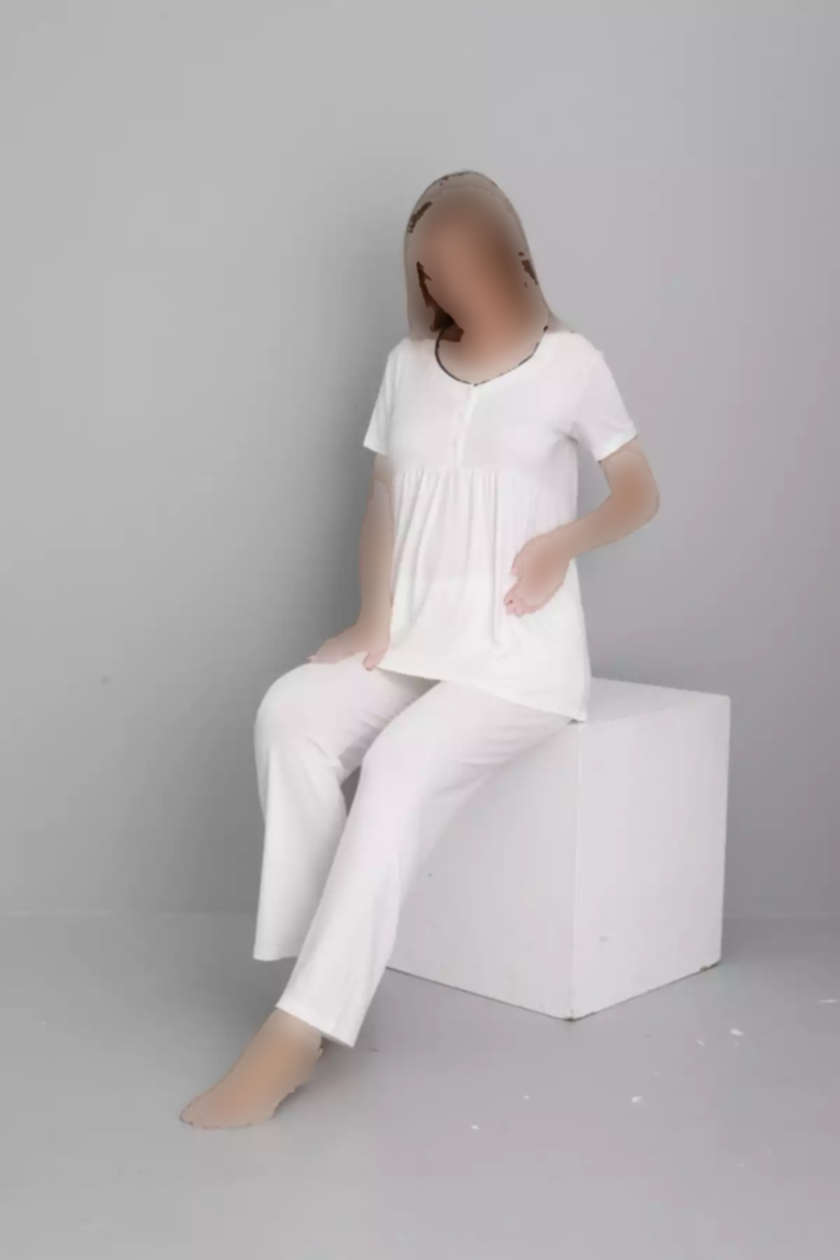 لباس راحتی شیردهی بلند و گشاد یقه طرحدار بارداری برند Miss Dünya Lissa کد 1757759470