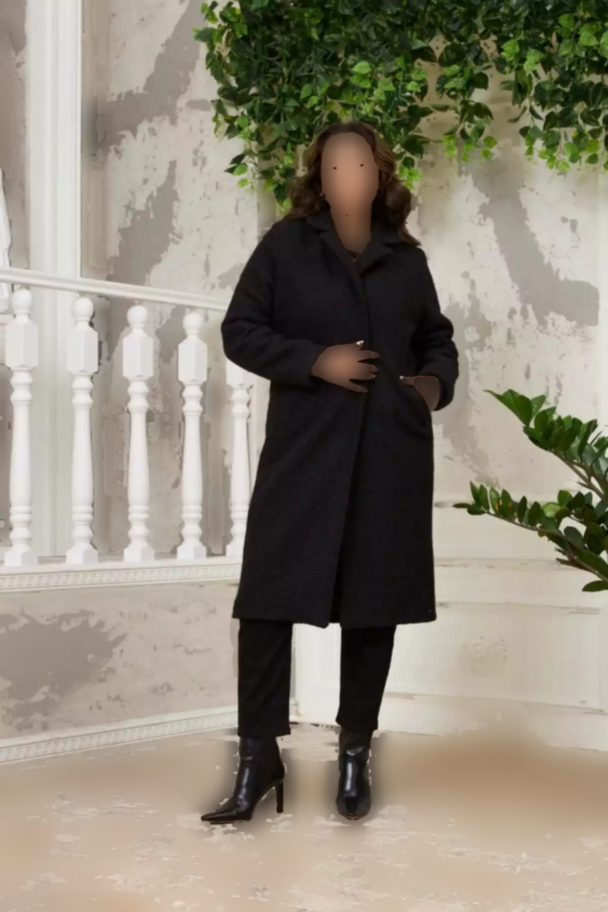 داخل آستردار سایز بزرگ پالتو مشکی گودی برند Rmg کد 1757342709