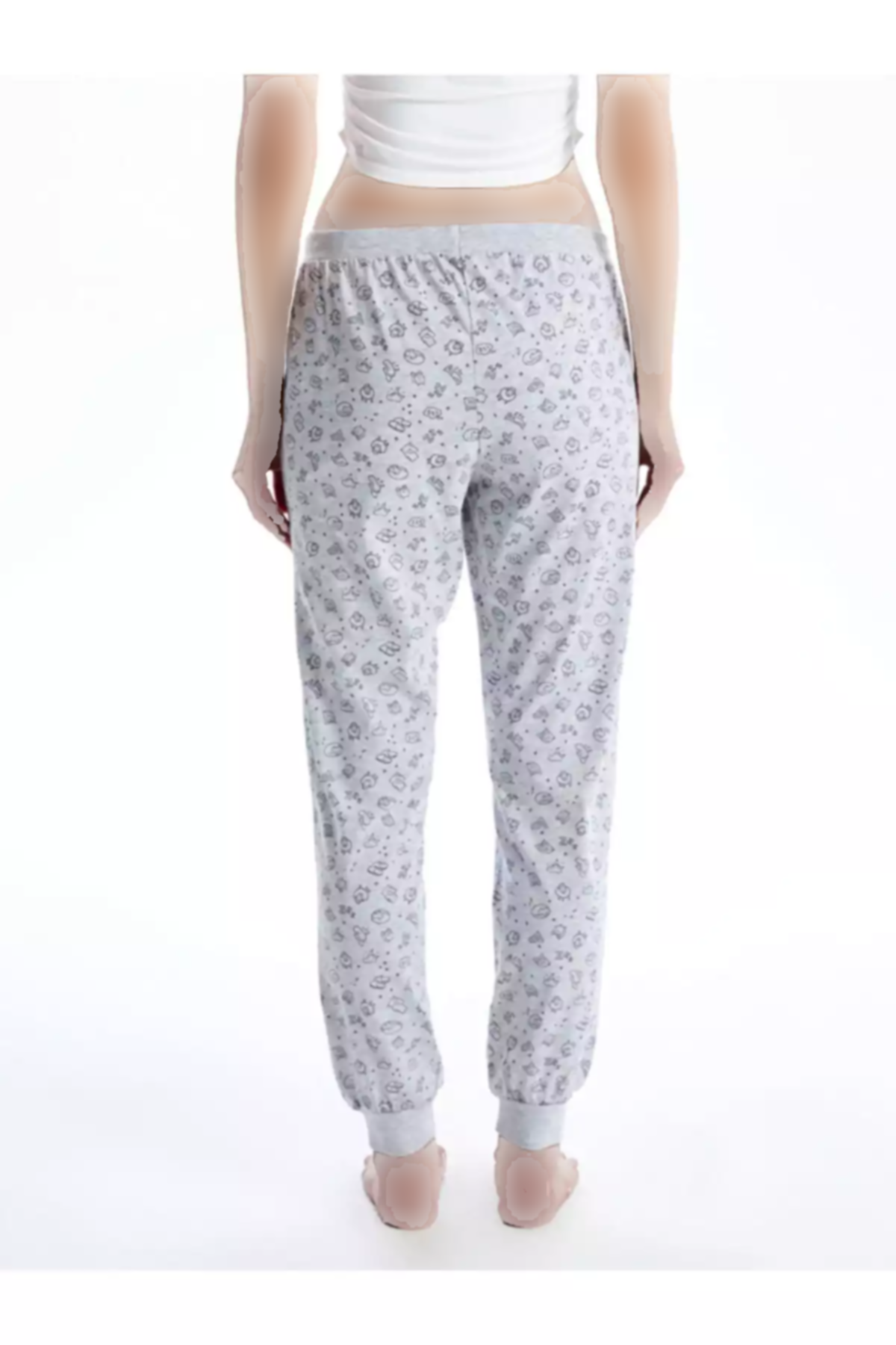 پیژامه ست کمر کشی رویایی جاگر چاپی طوسی زنانه برند LC Waikiki کد 1758051665