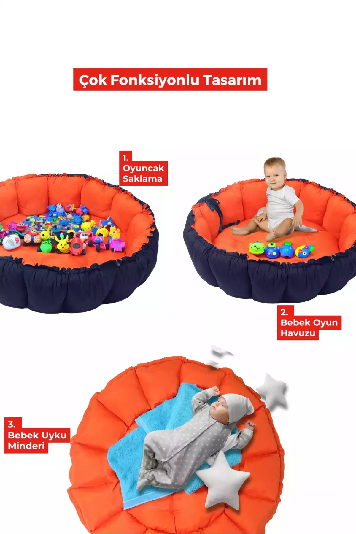 سبد تخت خواب کریر گرد 10 سرمه ای استخر ، اسباب بازی کوسن عزیزم برند XPERMATE کد 1757090650