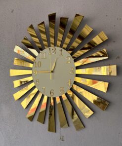 ساعت دیواری پیکسی مدل پیانو با آینه و رنگ سفید طلایی کد 1758139872