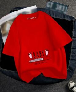 تیشرت با طرح بارگذاری نوزاد صورتی مخصوص باردار. کد 1758483664