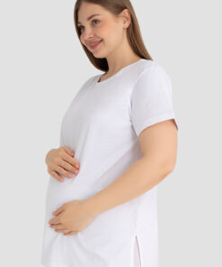 تی‌شرت سفید کوتاه‌دار بارداری، راحت و تنفسی از پنبه و لیکرا. کد 1758282071