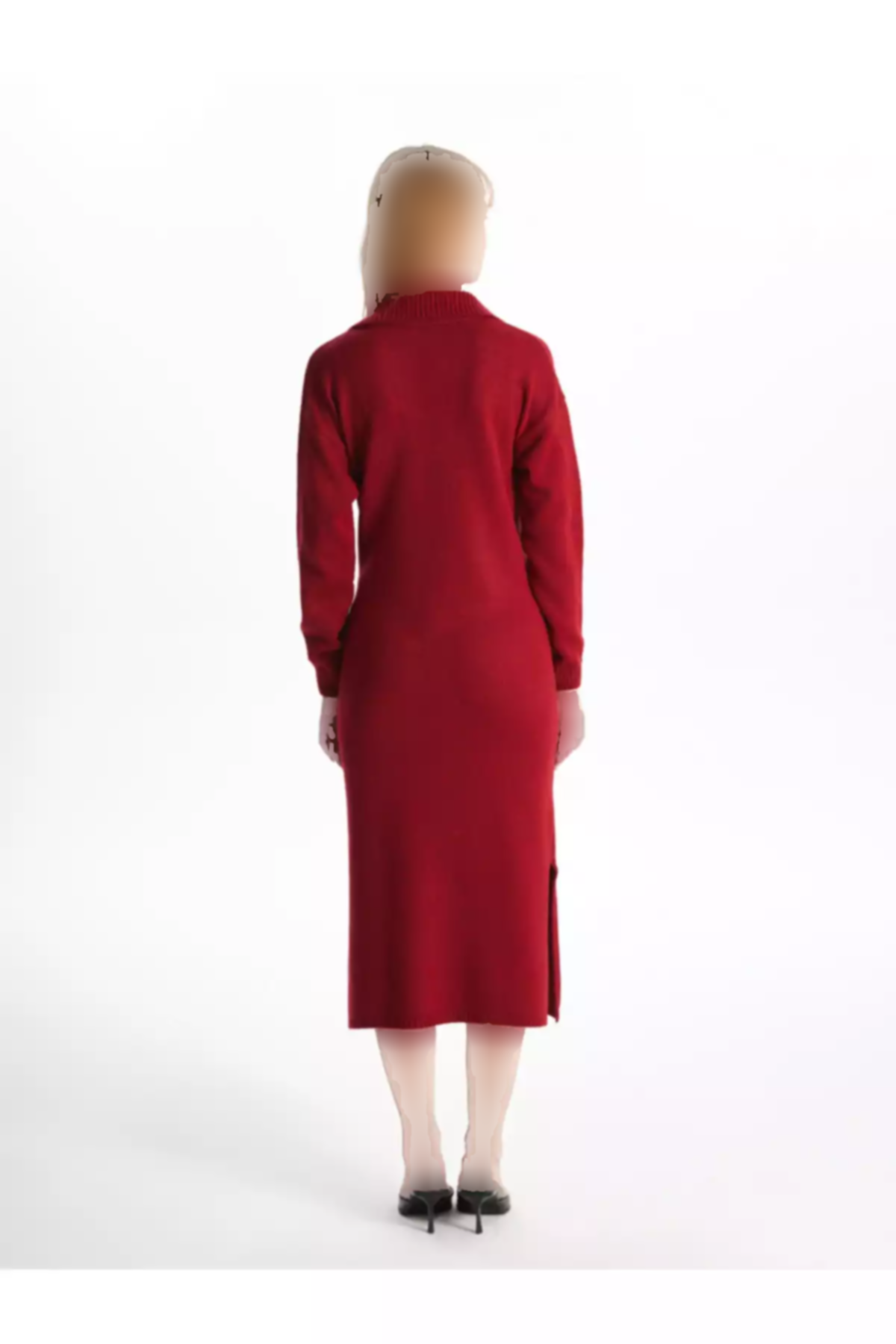 پیراهن بافتنی ساده آستین بلند یقه سه دکمه بارداری برند LC Waikiki کد 1759254670