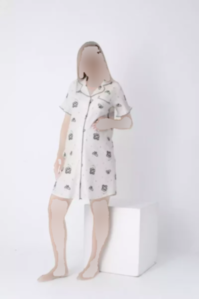 لباس شب پیراهن دکمه‎دار پارچه بافته شده یقه طرح‎دار آستین از جلو بارداری برند Miss Dünya Lissa کد 1758057671