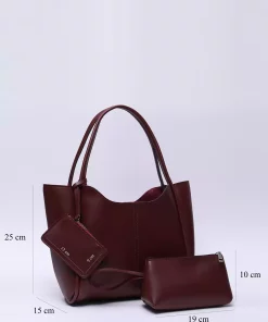 کیف دوشی با چرم مصنوعی آرایش دستی زنانه زرشکی برند Shaka کد 1758440467