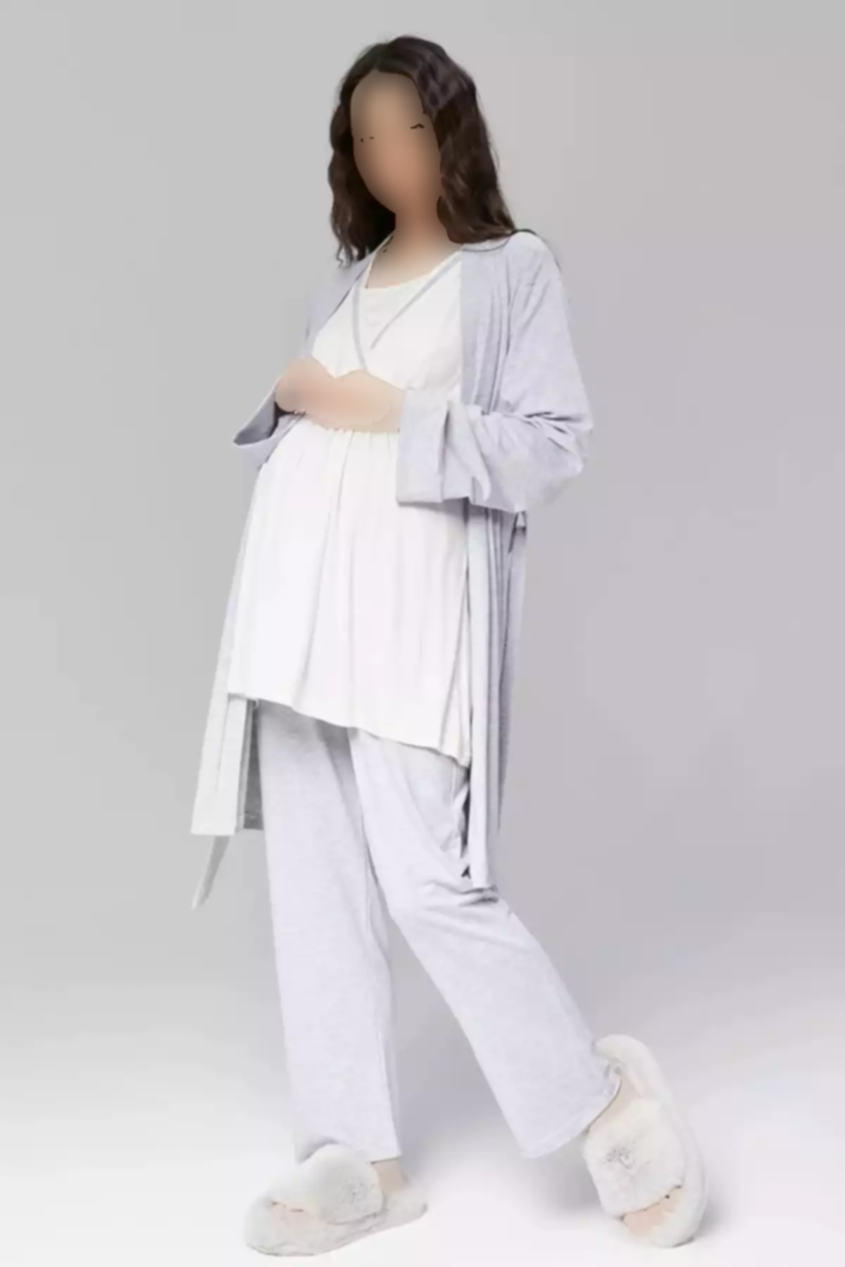 لباس راحتی شیردهی بلند و گشاد مخفی طوسی بارداری زنانه برند Genel Markalar کد 1757668749