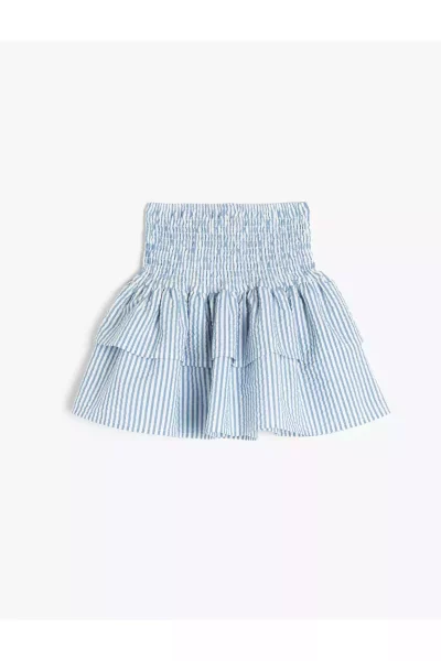 دامن دور کمر بلند راه‎راه طرح‎دار چین‎دار برند Koton کد 1757292248