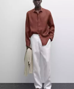 پیراهن اسلیم فیت 100کتان برند Massimo Dutti کد 1757751969