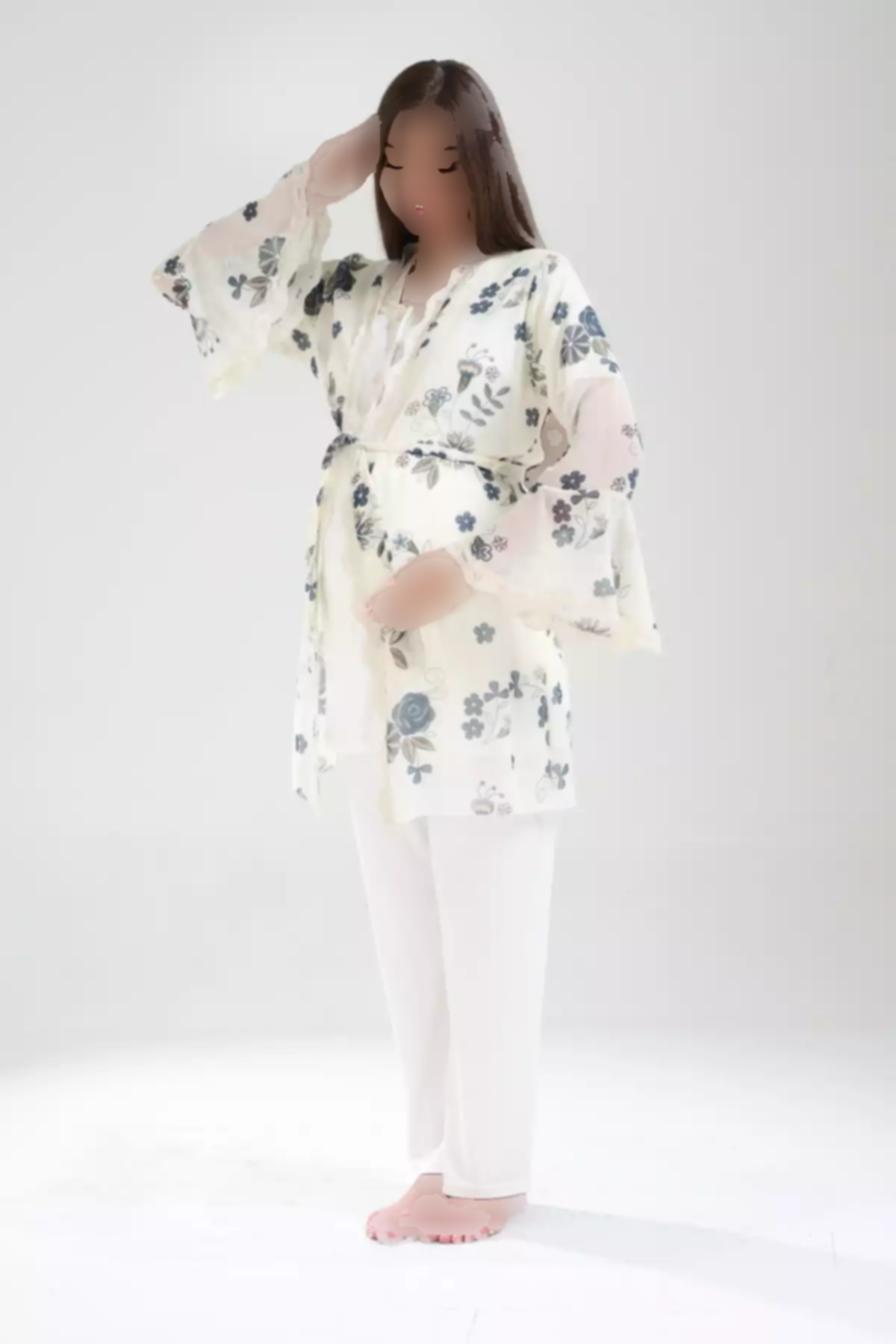 لباس راحتی ست توری طرحدار طراحی ویژه والاندار سرمه ای بارداری زنانه برند Lohussa کد 1756946470