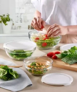 ظرف نگهداری شیشه ای آبی سفید برند Paşabahçe کد 1758213722