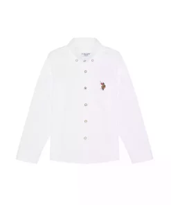 پیراهن ساده آستین بلند پسرانه سفید برند U.S. Polo Assn. کد 1757788929