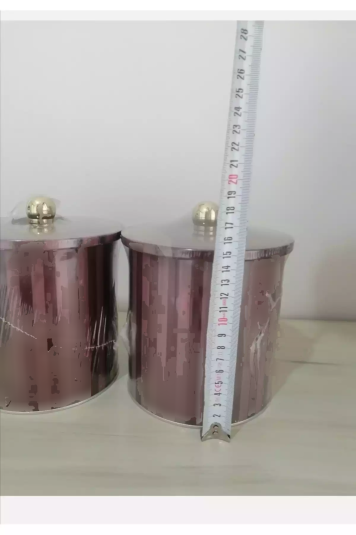 ظرف نگهداری فلزی 2عدد زرشکی دایره ای 14x15cm برند English Home کد 1758490272