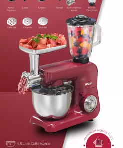 مخلوط کن پارچ دستگاه ورز دادن خمیر 1آشپزخانه قرمز چند کاربردی برند Sinbo کد 1759200067