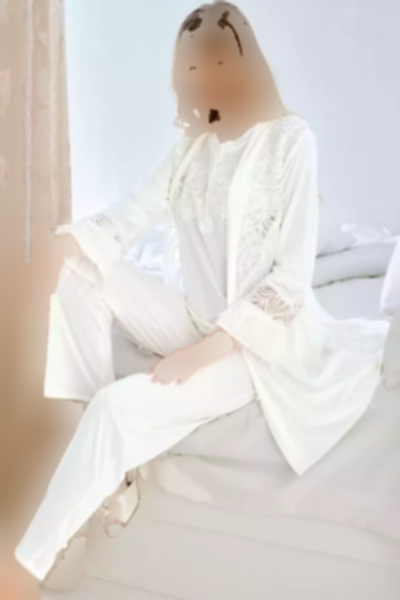 ست لباس راحتی جدید طرح توری شیری بارداری برند Barina Pijama کد 1757759107