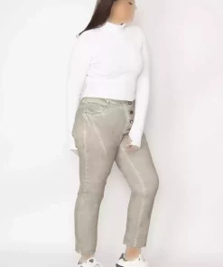مکعب دکمهدار فلزی پارچه لایکرا قابل شستشو طرحدار گاباردین سایز بزرگ سنگی شلوار زنانه برند Şans کد 1758332468
