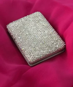 اینه مستطیلی آرایش جیبدار نگین دار دو طرفه سفید کیف برند Madame Rosso کد 1758156071
