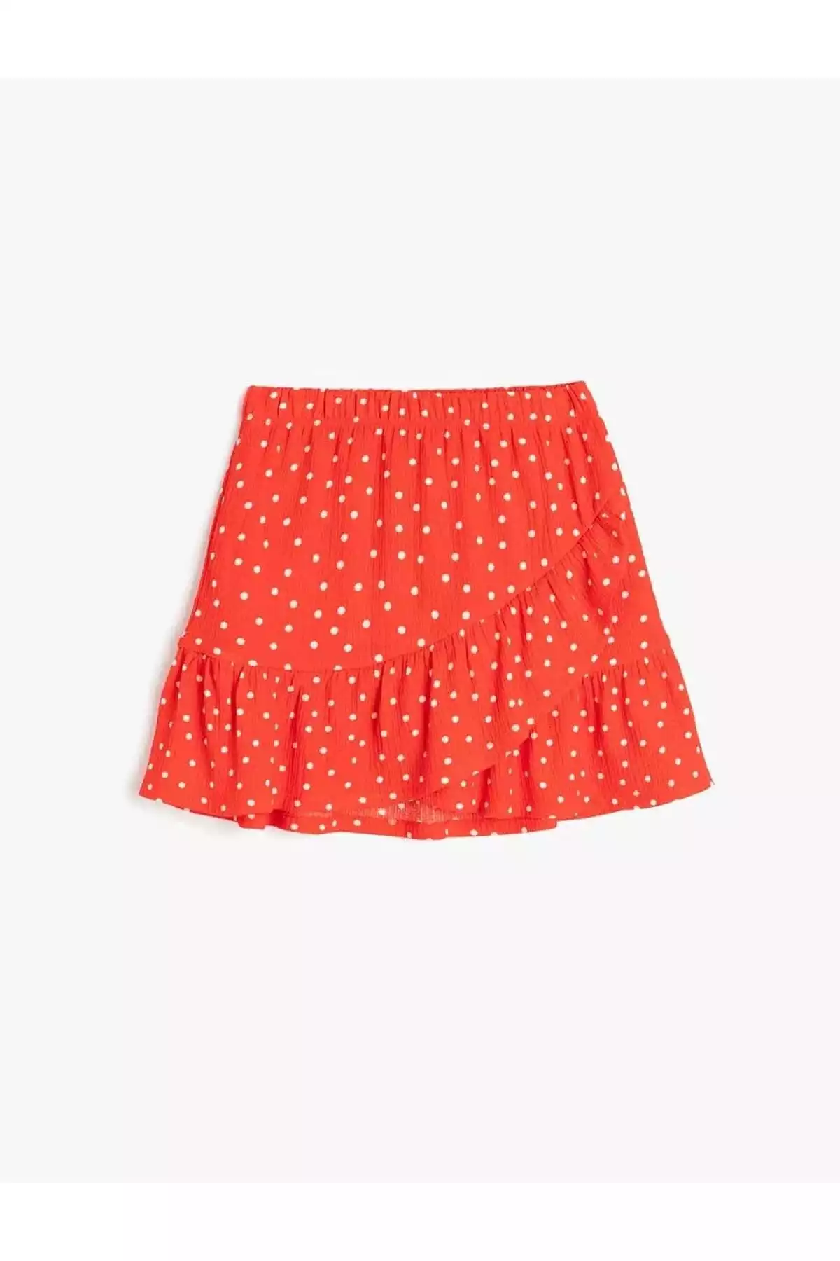 دامن کوچک کمر کشی خالدار طرحدار قرمز دخترانه برند Koton کد 1757283729