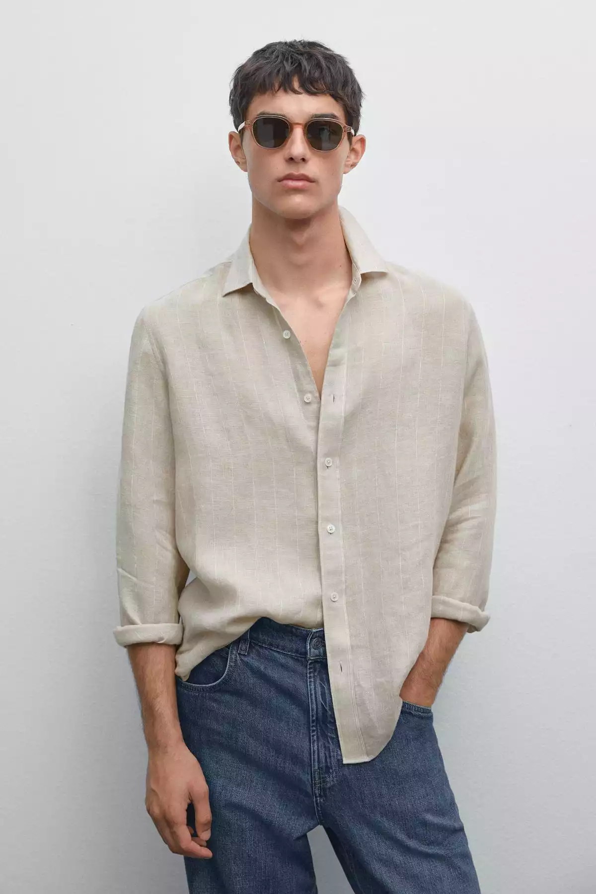 پیراهن متناسب راهراه برند Massimo Dutti کد 1757754969