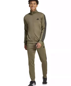 ست لباس راحتی متناسب یقه طرحدار یشمی مردانه زیپدار برند adidas کد 1759202466