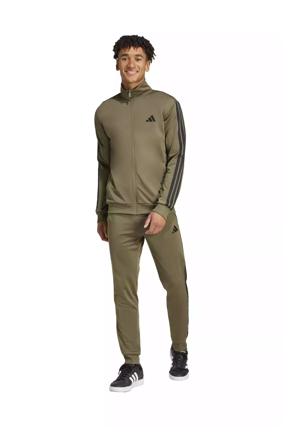 ست لباس راحتی متناسب یقه طرحدار یشمی مردانه زیپدار برند adidas کد 1759202466