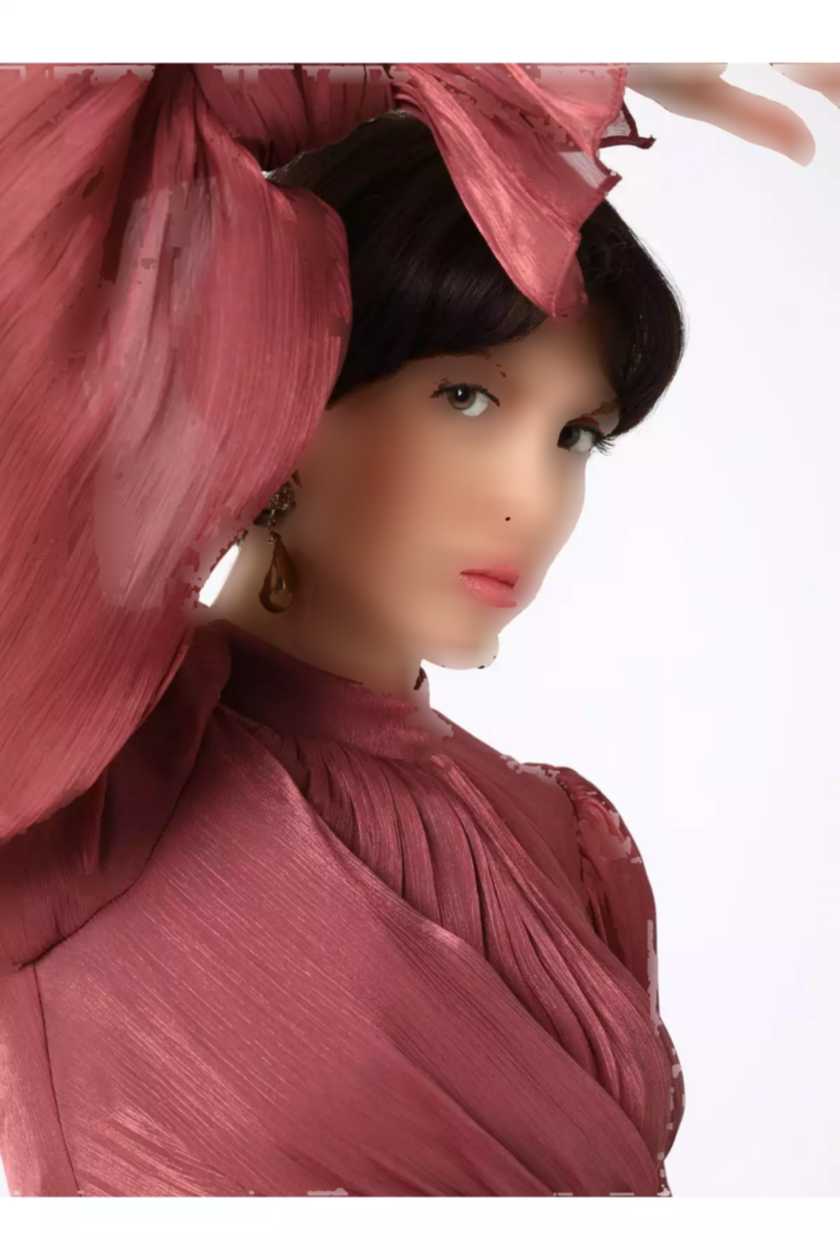 لباس مجلسی پوشیده ابریشم رنگ گل رز تیره یوریو برند Refka کد 1758121871