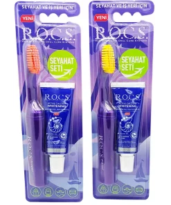 خمیر دندان مسواک سفیدکننده مسافرتی 25گرم مجموعه-نارنجی-زرد برند R.O.C.S. کد 1756964527