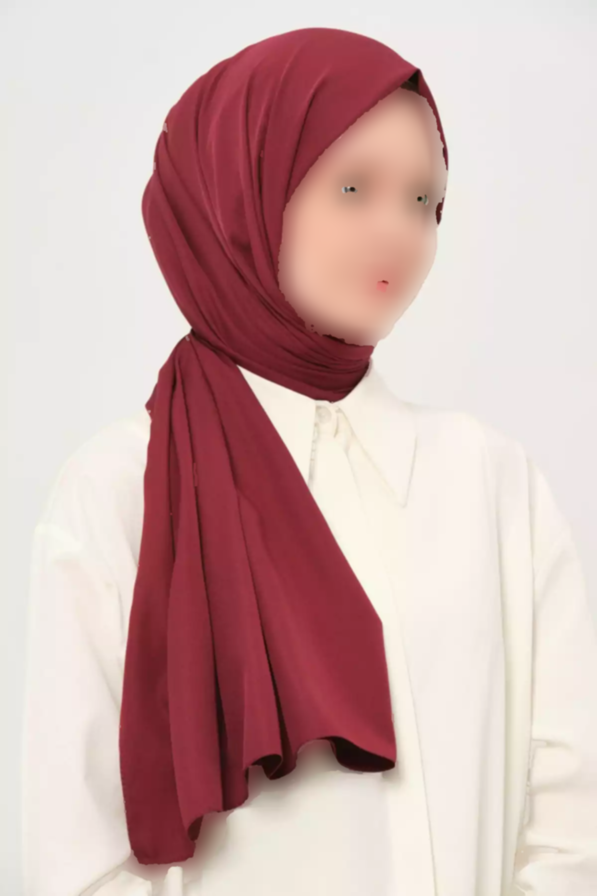 شال ساده پارچه لیز نمیخورد تویل غیر کریستالی زرشکی برند Madame Polo کد 1757932871