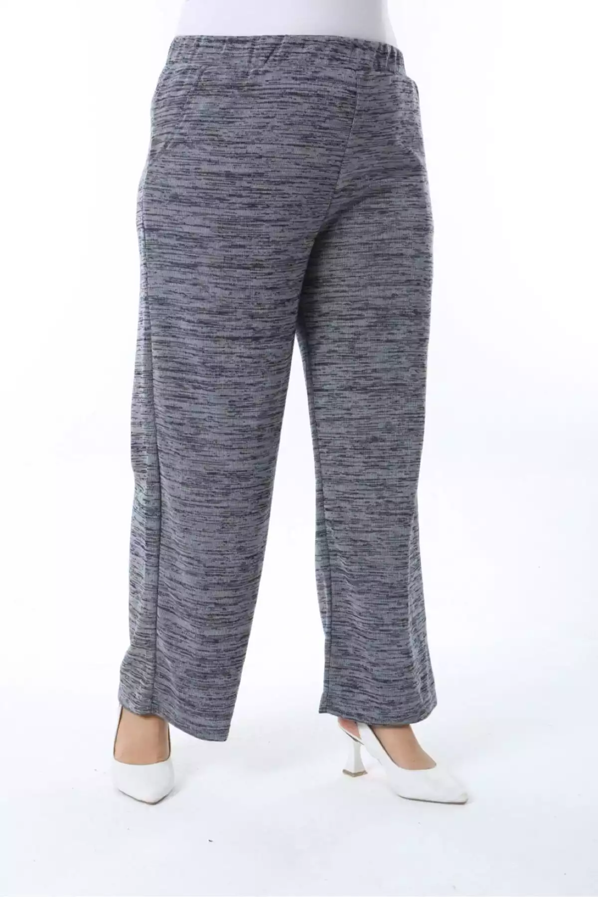 جیب دار بافتنی دور کمر فولادی کشی سایز بزرگ سرمه ای شلوار زنانه برند Şans کد 1757943667