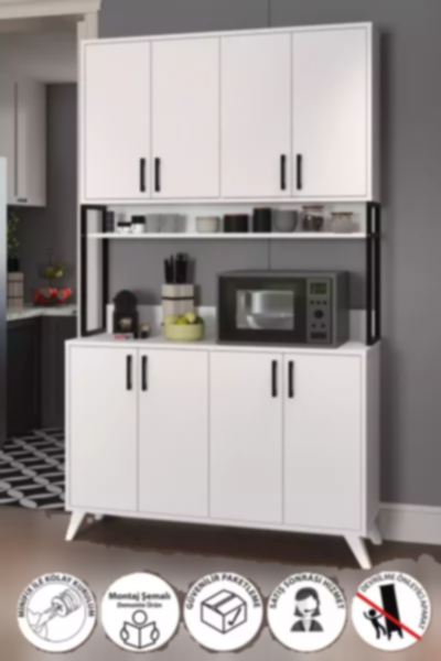 کابینت کمد انبار مواد غذایی آشپزخانه 8دربدار سفید چند کاربردی برند Bofigo کد 1757983267