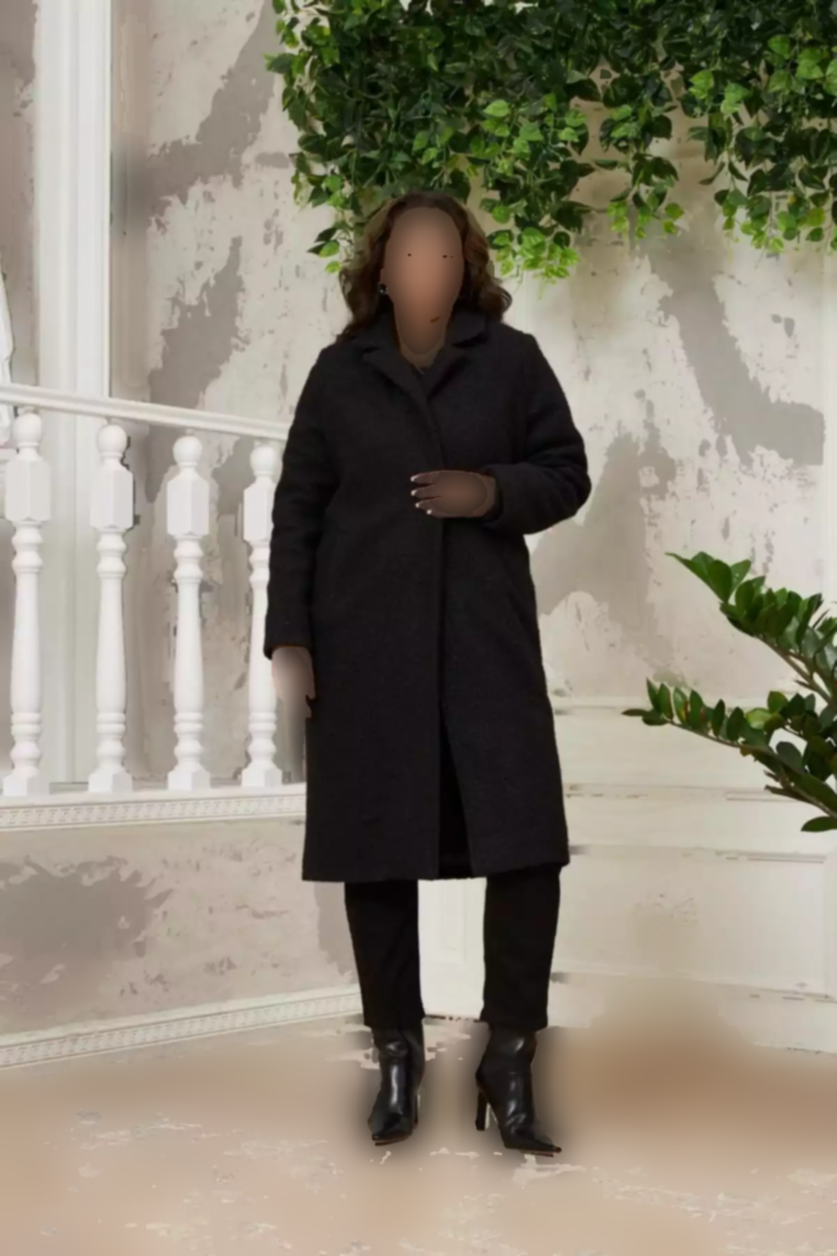 داخل آستردار سایز بزرگ پالتو مشکی گودی برند Rmg کد 1757342709