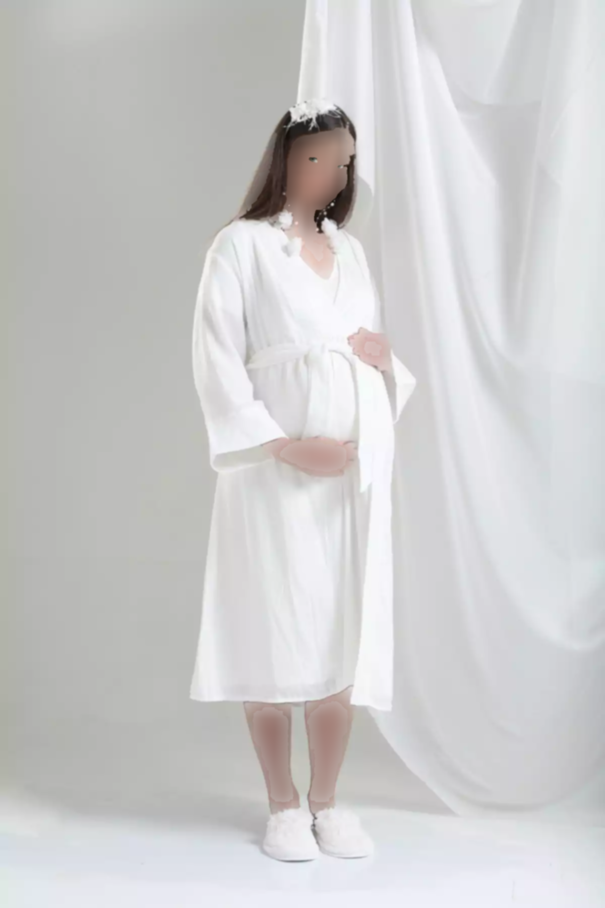 ست سرهمی بارداری طراحی شیری لباس شب-لباس صبح توبا زنانه برند LOHOUSE کد 1758055268