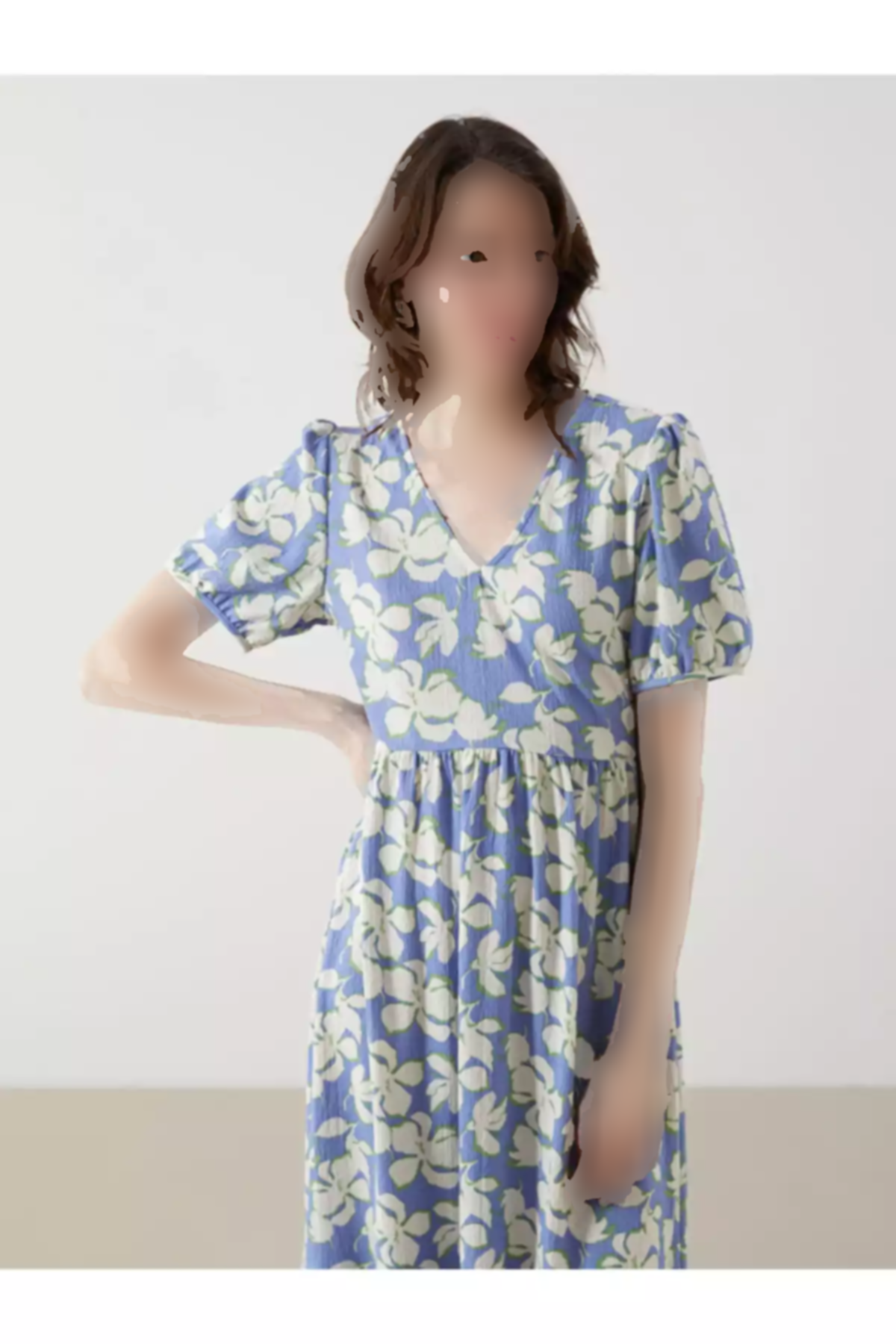 پیراهن گلدار یقه هفت آبی زنانه برند LC Waikiki کد 1759254731