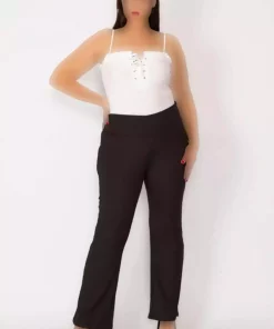 استرچ گشاد راهراه سایز بزرگ شلوار مشکی زنانه برند Şans کد 1758332467