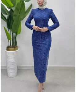 لباس مجلسی توری اکریلیکی آبی برند sefamerve کد 1758126730