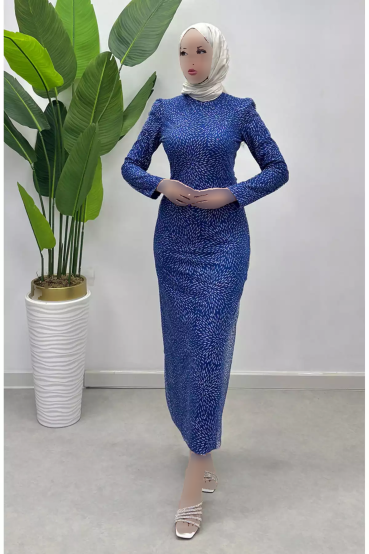 لباس مجلسی توری اکریلیکی آبی برند sefamerve کد 1758126730