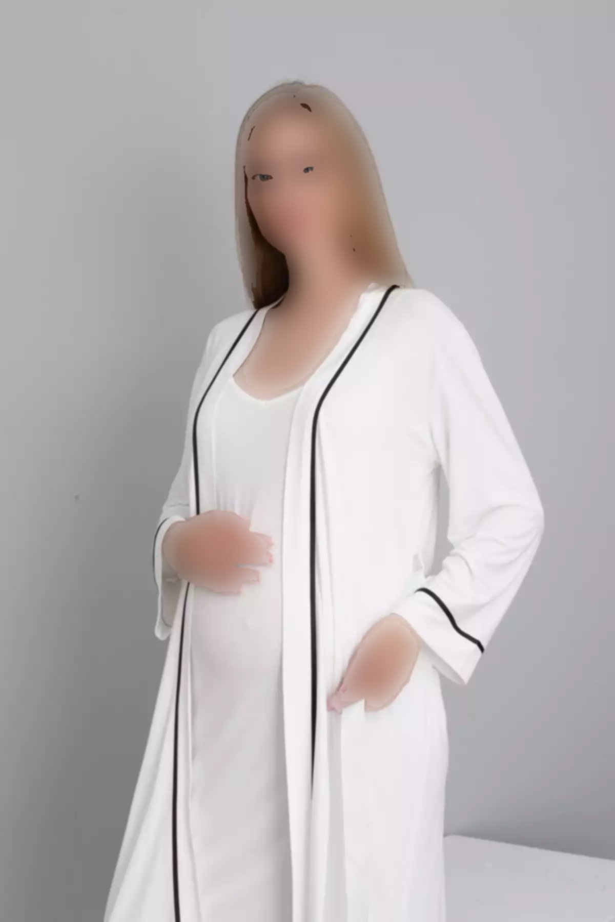 ست لباس شب قد طرحدار نوار بارداری بنددار برند Miss Dünya Lissa کد 1758057728