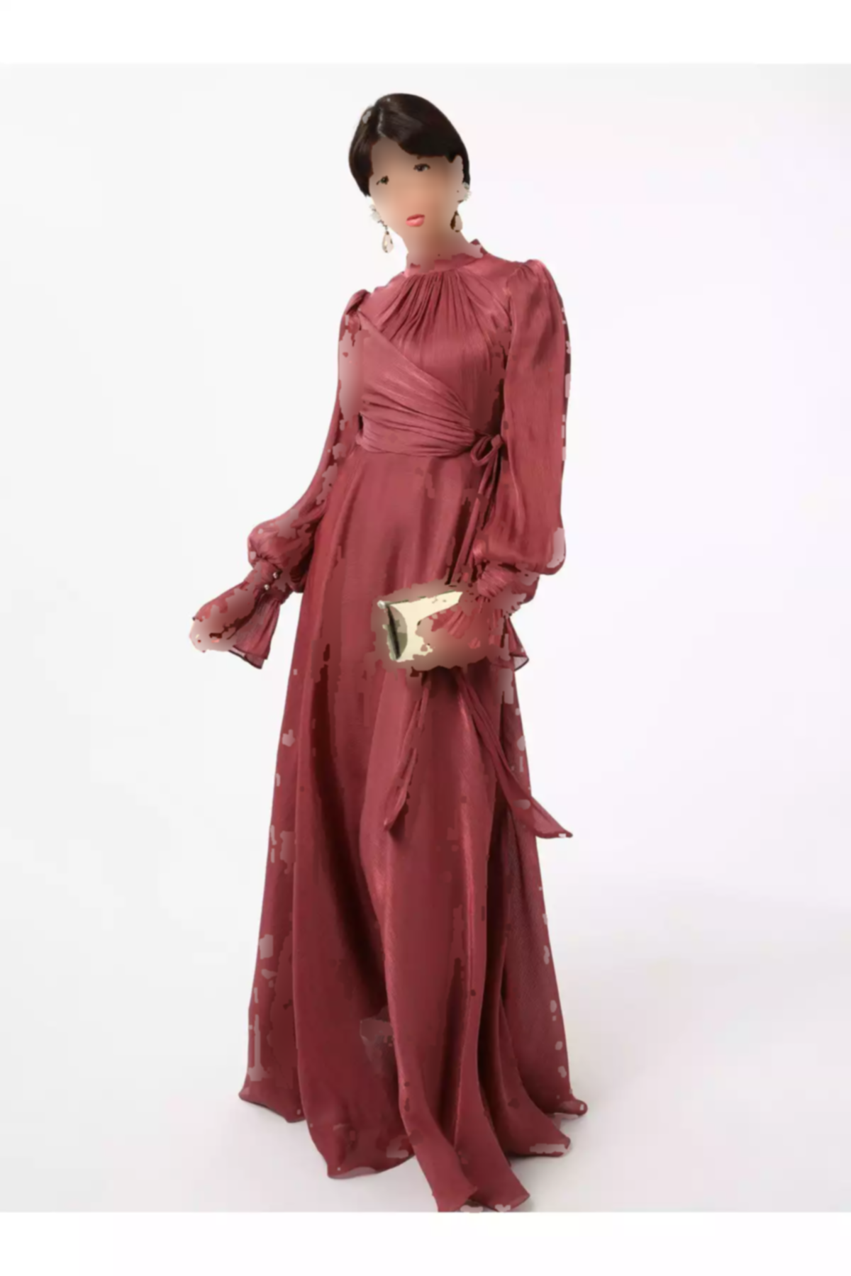 لباس مجلسی پوشیده ابریشم رنگ گل رز تیره یوریو برند Refka کد 1758121871