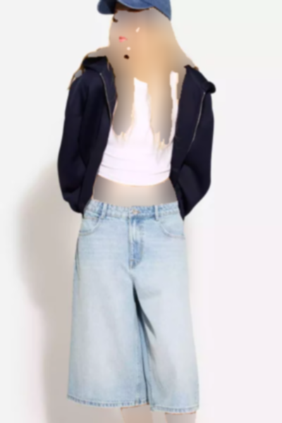 شلوارک برمودا گشاد جین برند Bershka کد 1758471191