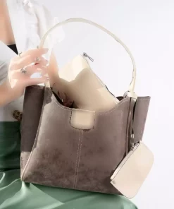 کیف دوشی با چرم مصنوعی جیر آرایش بافتنی قهوه دستی زنانه سانتی متر برند bakacstore کد 1758433273