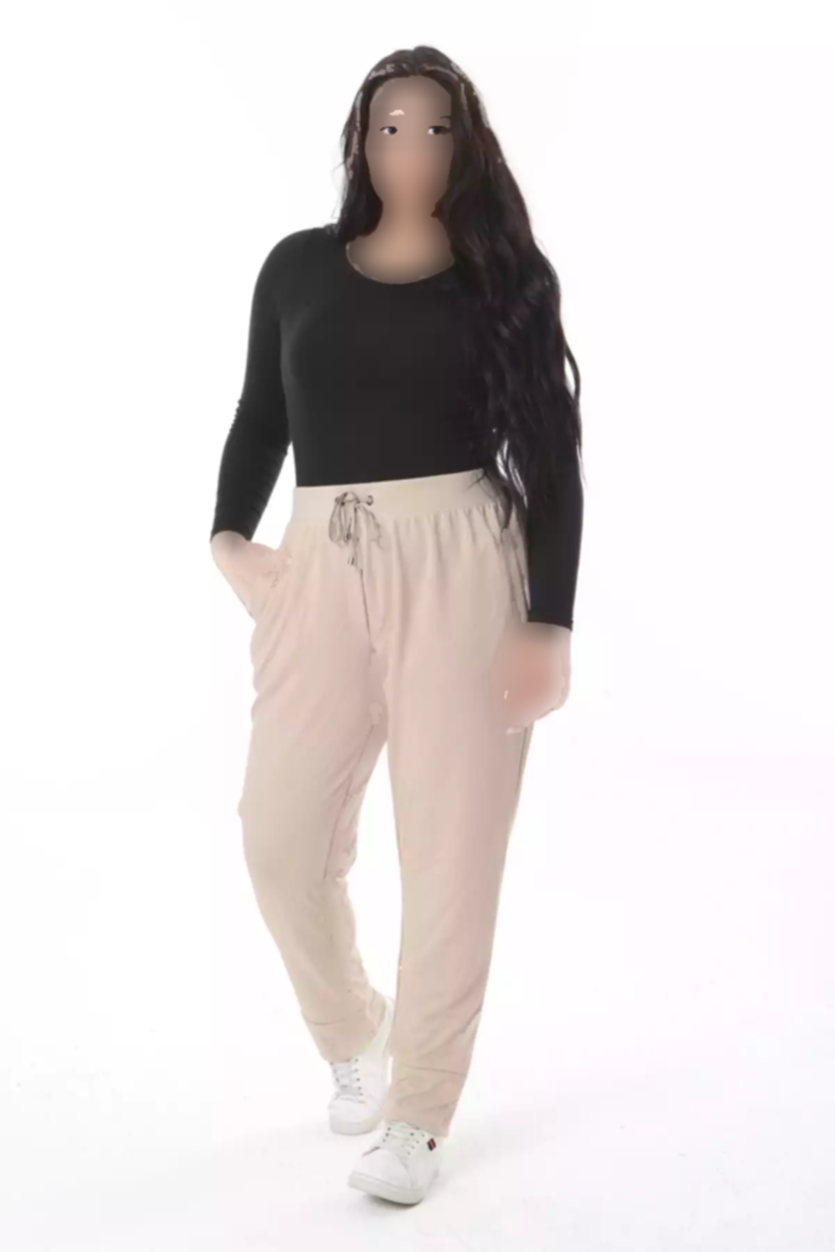 کمر بندی پاچه طرح بندار سایز بزرگ بژ شلوار زنانه برند Şans کد 1757956265