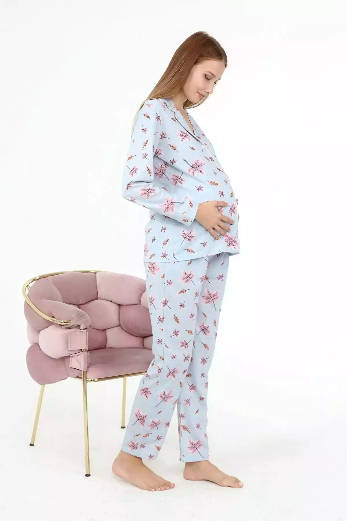 لباس راحتی دکمهدار آستین بلند از جلو پانیه بارداری لیکاپ برند Genel Markalar کد 1757695282