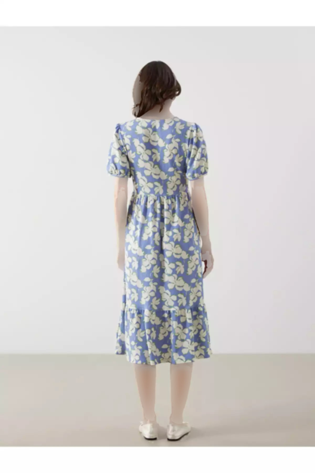 پیراهن گلدار یقه هفت آبی زنانه برند LC Waikiki کد 1759254731