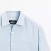 پیراهن اسلیم فیت 100کتان برند Massimo Dutti کد 1757751671