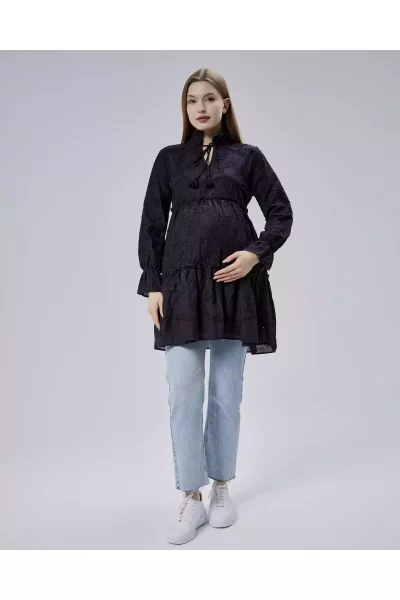 پیراهن- تونیک پیراهن بارداری یقه دیپلمات چین‎دار issil برند Işşıl کد 1757258888