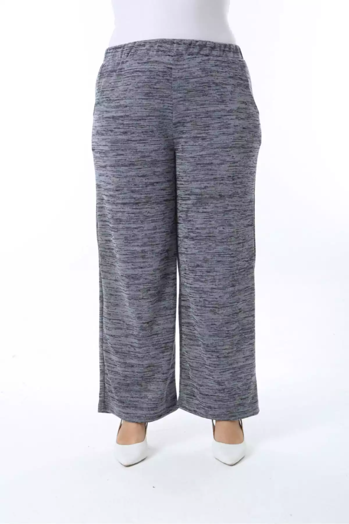 جیب دار بافتنی دور کمر فولادی کشی سایز بزرگ سرمه ای شلوار زنانه برند Şans کد 1757943667