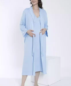 ست لباس شب طرحدار نوار بلند و گشاد بارداری برند Miss Dünya Lissa کد 1757072472