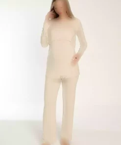 ست لباس راحتی بارداری آستین بلند بژ برند Miss Dünya Lissa کد 1756971670