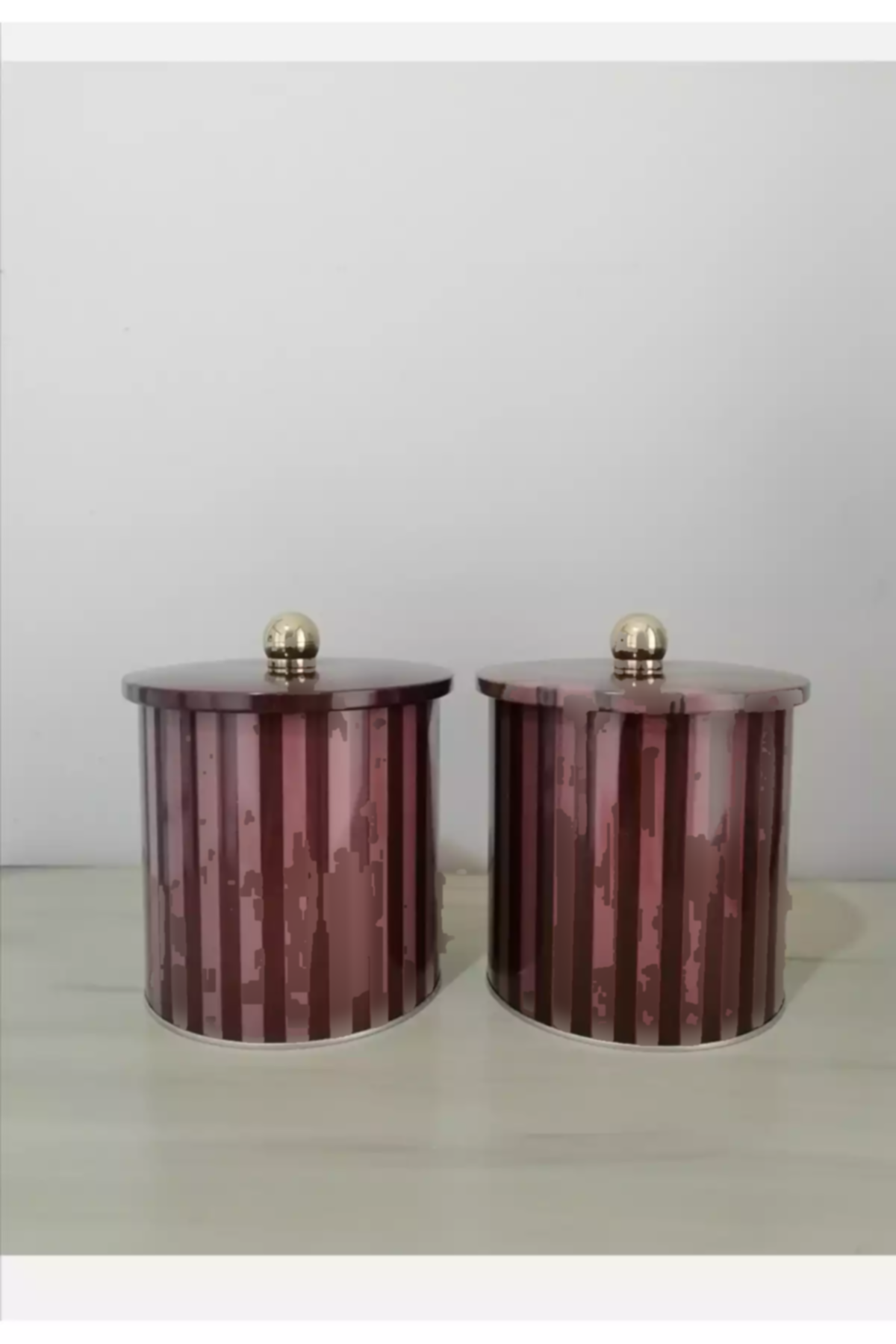 ظرف نگهداری فلزی 2عدد زرشکی دایره ای 14x15cm برند English Home کد 1758490272